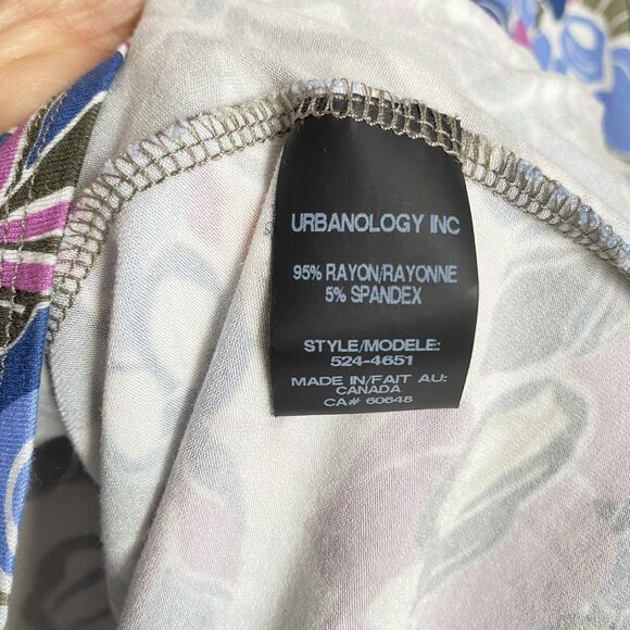 Pure Essence Top Women XL Multicolor Floral Abstract Tie Hem 3/4 Sleeve Stretch - Picture 7 of 8